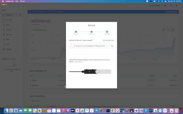 Confirm receive on Ledger Nano S